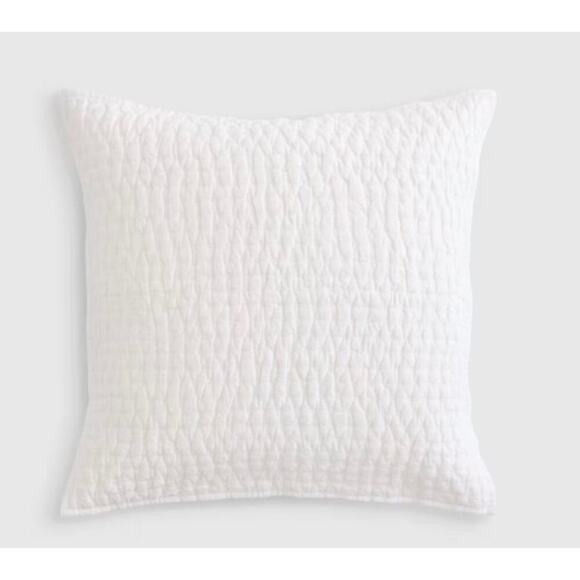 Quince European Linen Cotton Hand Stitch Quilted Euro Sham White NWOT #23 - Picture 6 of 8